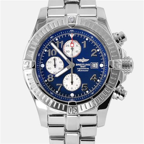 breitling super avenger 1 blue dial red hands|breitling chronograph 46.